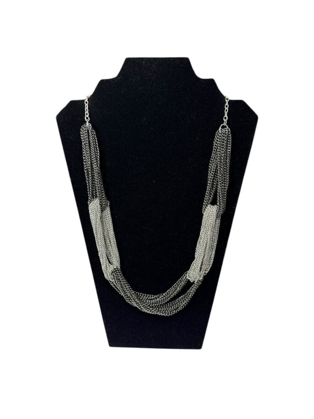 Express Twisted Gunmetal/Silver Chain Necklace